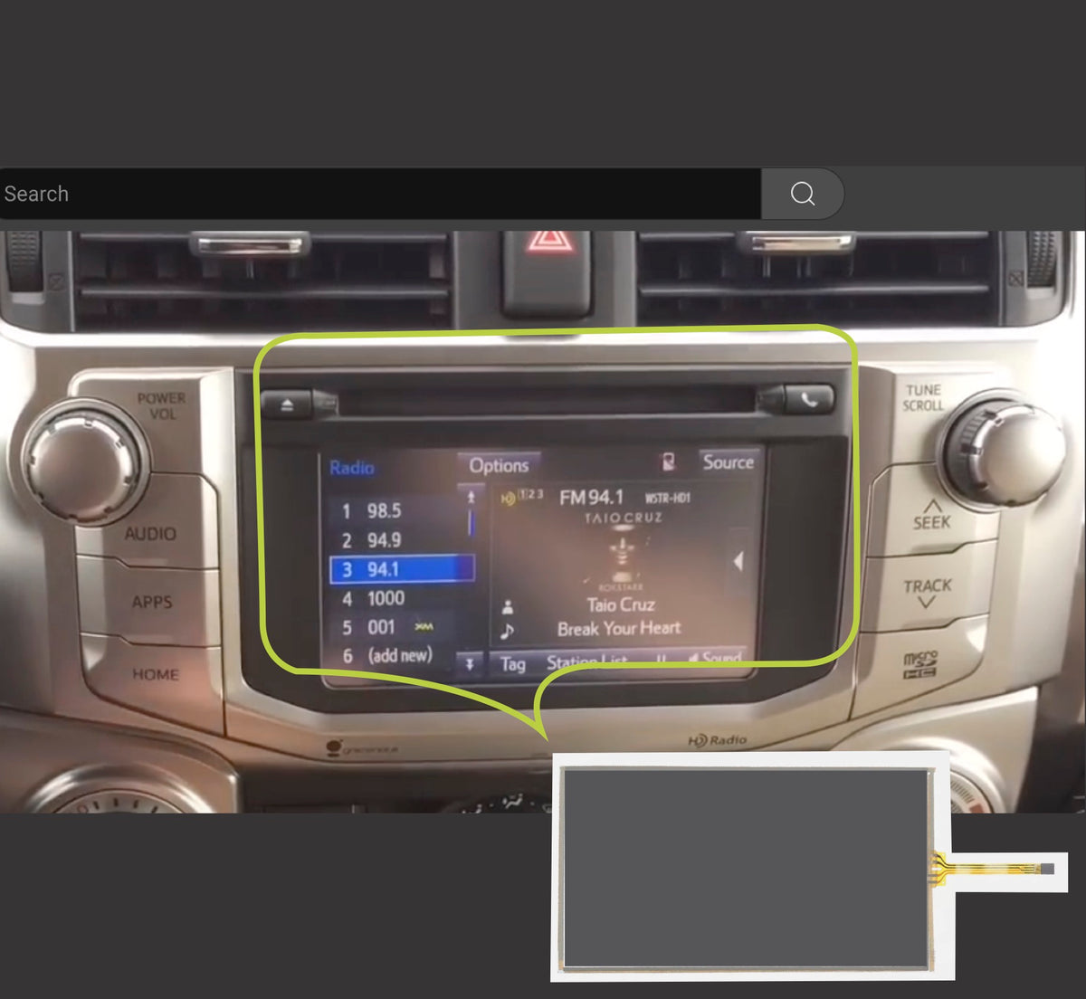 2014-2019 TOYOTA 4Runner 6.1 APPS Touchscreen and LCD FULL replacement